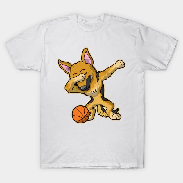 Dabbing German Shepherd Basketball Player T-Shirt by QUYNH SOCIU